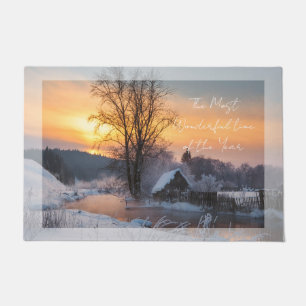 Winter scene custom Christmas Holiday  Doormat