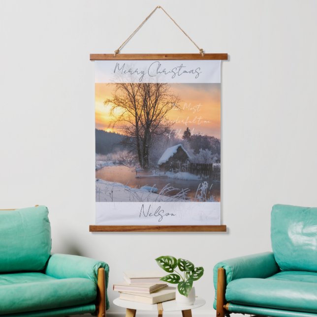 Winter scene custom Christmas Holiday  Hanging Tapestry (Living Room)