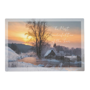 Winter scene custom Christmas Holiday Placemat