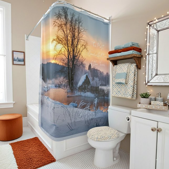 Winter scene custom Christmas Holiday  Shower Curtain (Creator Uploaded)