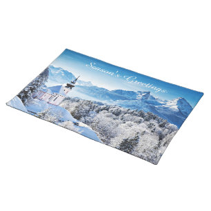 Winter scene custom cloth placemat