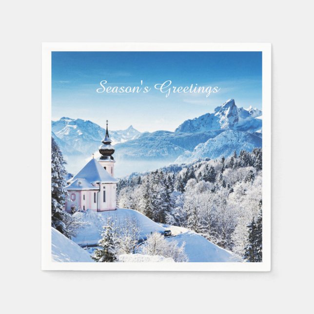 Winter scene custom  napkins (Front)