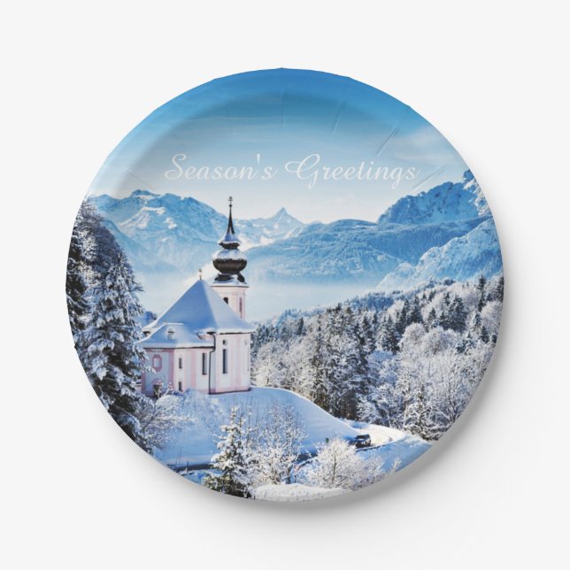 Winter scene custom  paper plates (Front)