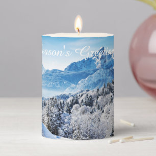 Winter scene custom pillar candle
