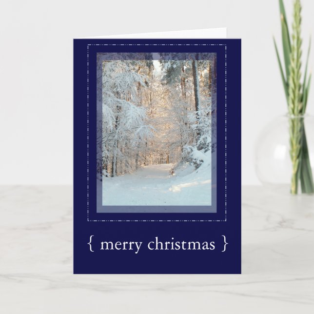 Winter Scene Elegant Merry Christmas Card 3 (Front)