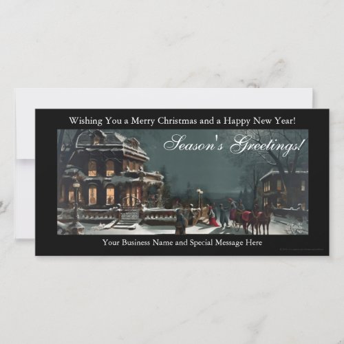 Winter Scene Flat Business Christmas Greeting Card