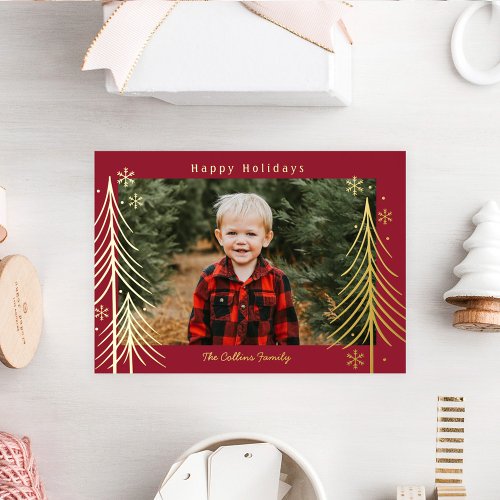 Winter Scene Foil Holiday Card Christmas Card