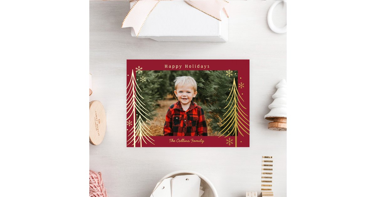 Winter Scene Foil Holiday Card Christmas Card | Zazzle