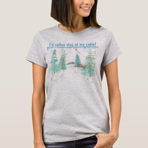 Winter Scene Grey Womens T_Shirt