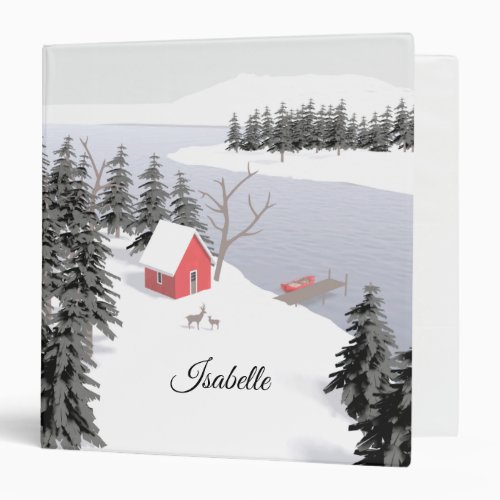 Winter Scene Illustration 3 Ring Binder