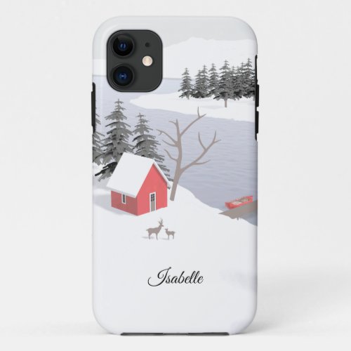 Winter Scene Illustration iPhone 11 Case