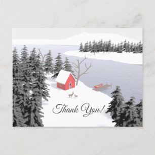Winter Scene Illustration Holiday Postcard
