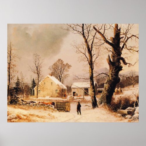 Winter Scene in New England by Durrie Poster