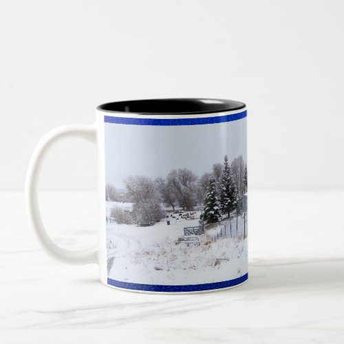 Winter Scene on the Ranch Two_Tone Coffee Mug