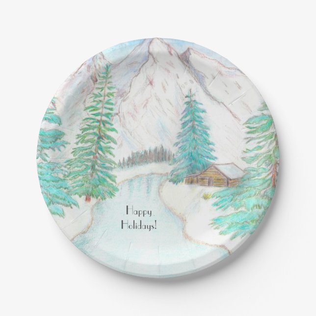 Winter Scene Paper Plates (Front)