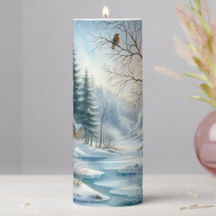 Winter Scene Pillar Candle