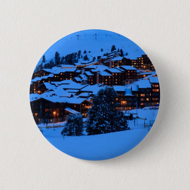 Winter Scene Pinback Button (Front)