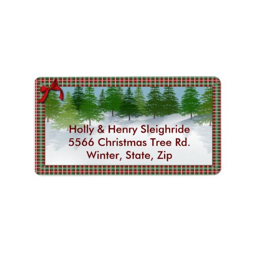 Winter ScenePlaid Border Address Label