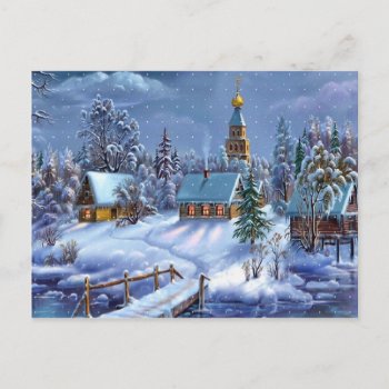 Winter Scene Postcard by KraftyKays at Zazzle