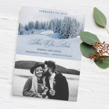 Winter Scene Save The Date Photo Card by marlenedesigner at Zazzle