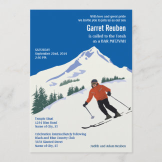 Winter Scene Ski Resort Bar Mitzvah Invitation