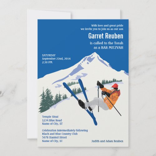 Winter Scene Ski Resort Bar Mitzvah Invitation