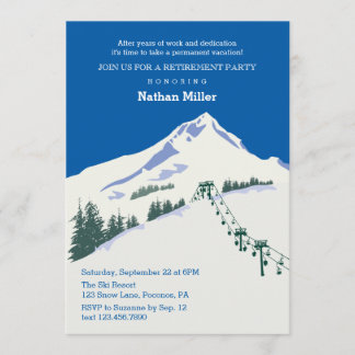 Winter Scene Ski Retirement Invitation