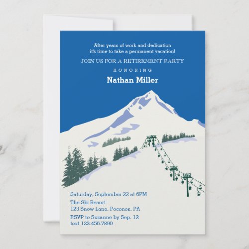 Winter Scene Ski Retirement Invitation