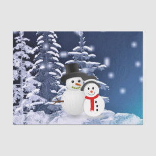 Winter Scene Snowmen Decoupage Tissue Paper