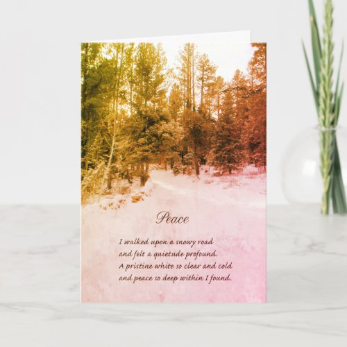 Winter Scene Snowy Road Trees Christmas Holiday Card