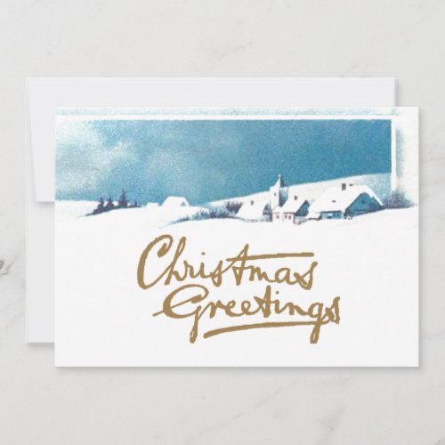 Winter Scene Snowy Village Christmas Greetings  Holiday Card