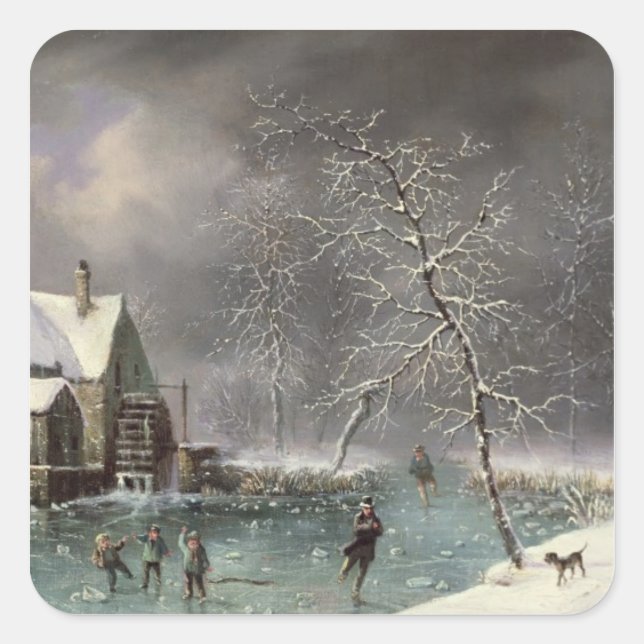 Winter Scene Square Sticker (Front)