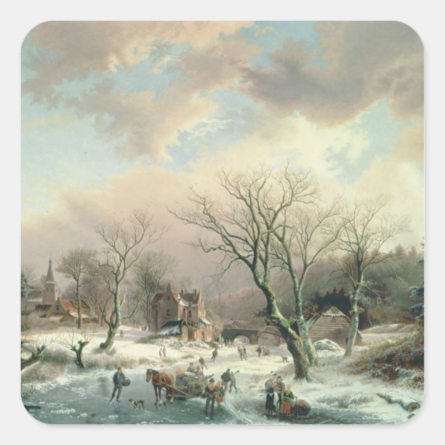 Winter Scene Square Sticker (Front)