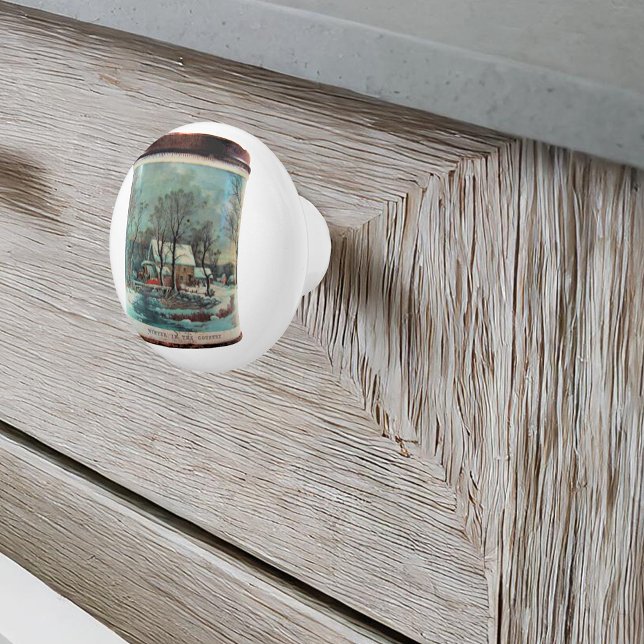 Winter Scene Sugar Tin Ceramic Knob (Creator Uploaded)