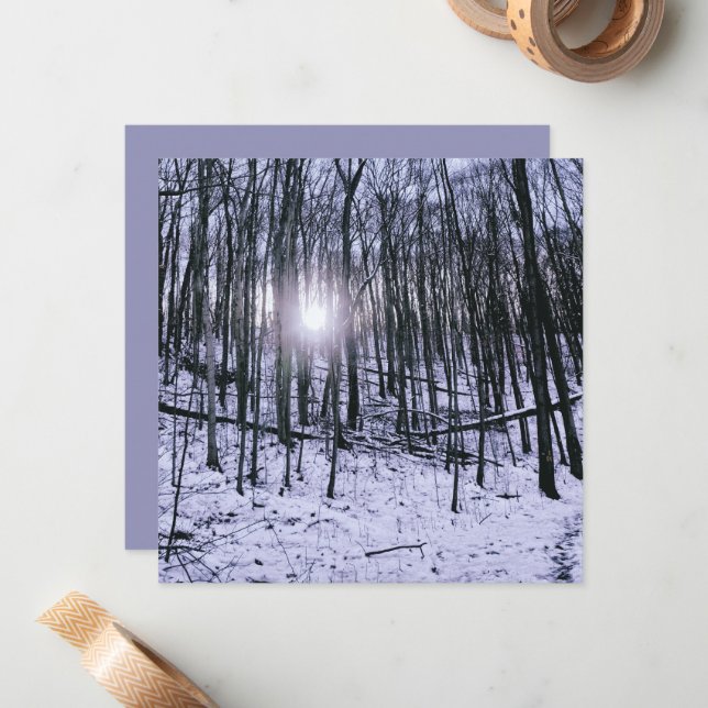 Winter Scene Sunrise and Snow Note Card (Front/Back In Situ)