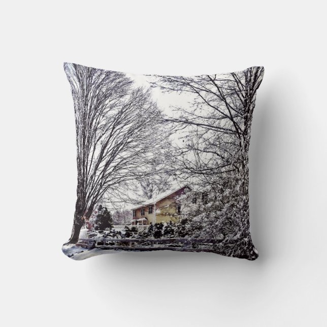 Winter Scene Throw Pillow (Front)