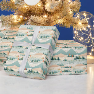  Winter Scene Trees Mountains Snow  Wrapping Paper