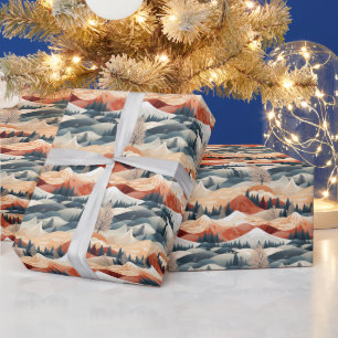  Winter Scene Trees Mountains Snow  Wrapping Paper