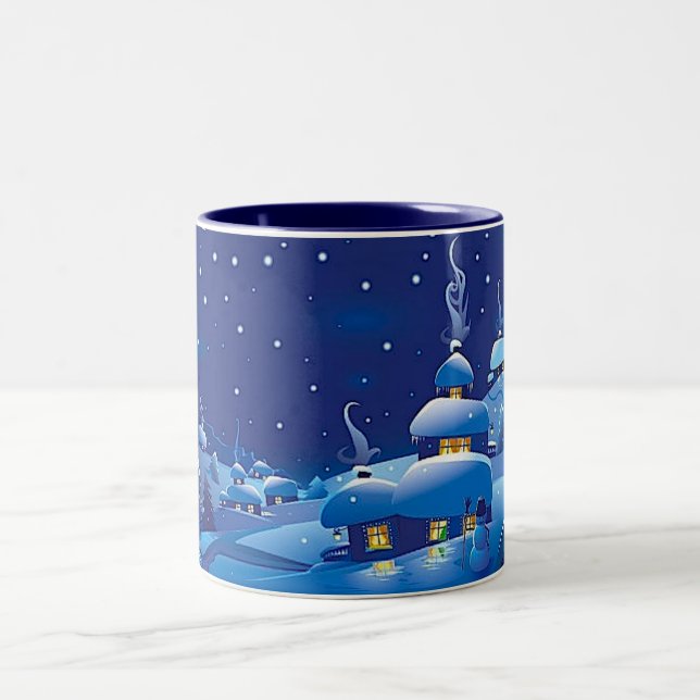 Winter Scene Two-Tone Coffee Mug (Center)