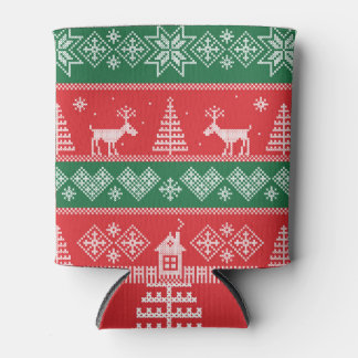 Winter scene: vintage seamless pattern can cooler
