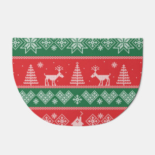 Winter scene: vintage seamless pattern doormat