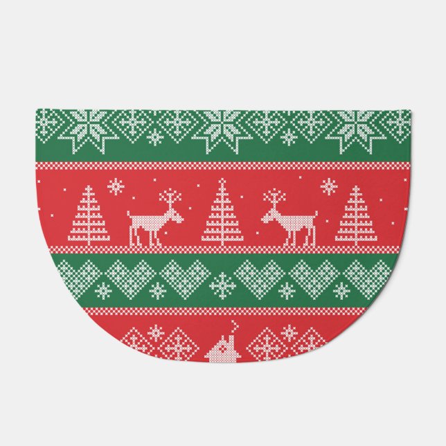 Winter scene: vintage seamless pattern doormat (Front)