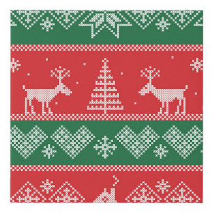 Winter scene: vintage seamless pattern faux canvas print