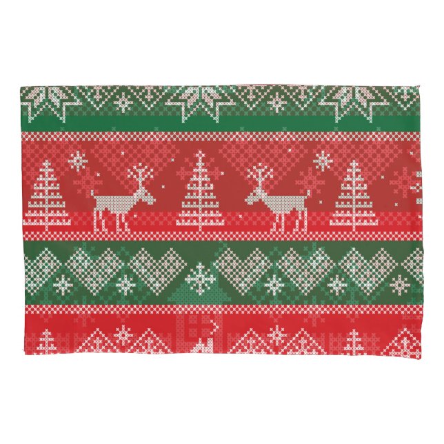 Winter scene: vintage seamless pattern pillow case (Front)