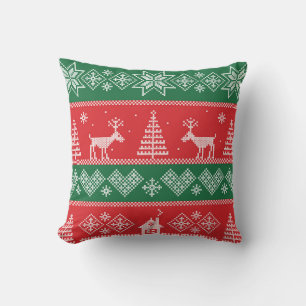 Winter scene: vintage seamless pattern throw pillow