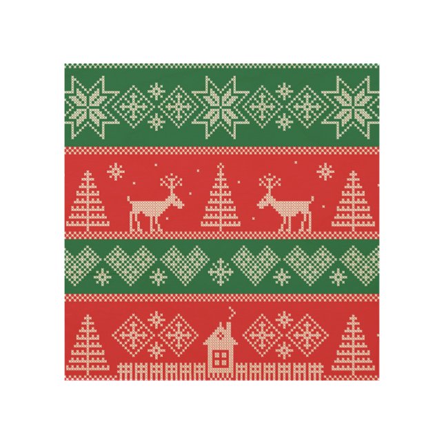 Winter scene: vintage seamless pattern wood wall art (Front)