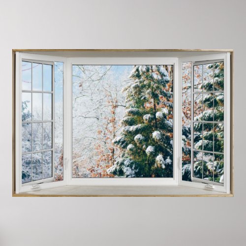 Winter Scene White Bay Window Illusion Poster