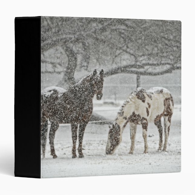 Winter Scene with 2 Horses 3 Ring Binder (Front/Spine)