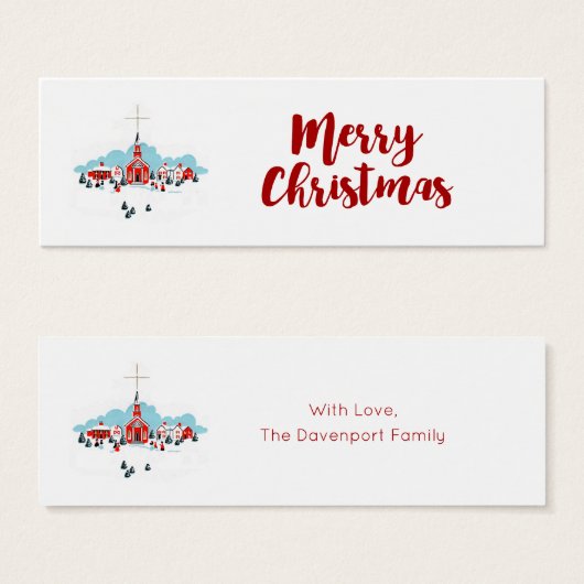 Winter Scene with a Red Church and Christmas Star (Front & Back)