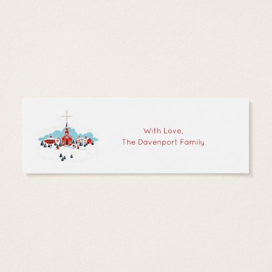 Winter Scene with a Red Church and Christmas Star (Back)